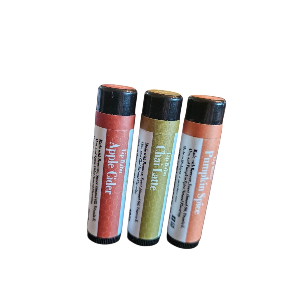 NWT SISTER BEES Lip Balm Trio - Apple Cider, Chai Latte, Pumpkin Spice